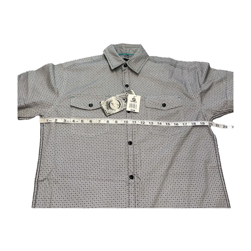 Drill Shirt Mens Small Black White Printed Cotton Short Sleeve Classic Button-Up - Picture 4 of 9